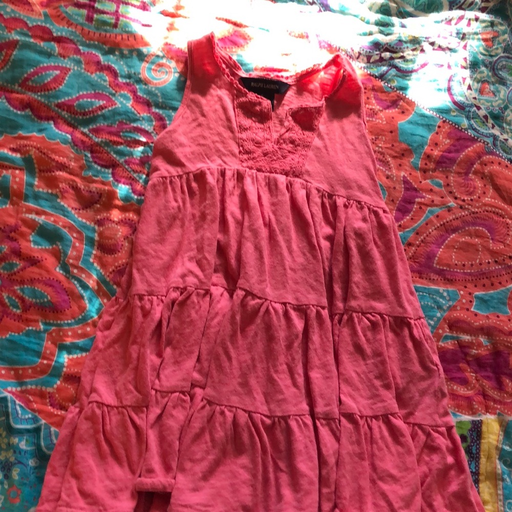 Girls pink cotton dress